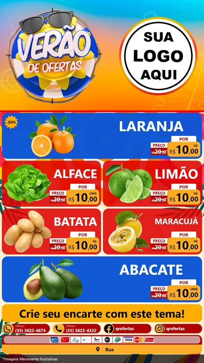 Modelo de TV para TV Vertical com o tema Verão de Ofertas para Hortifrúti