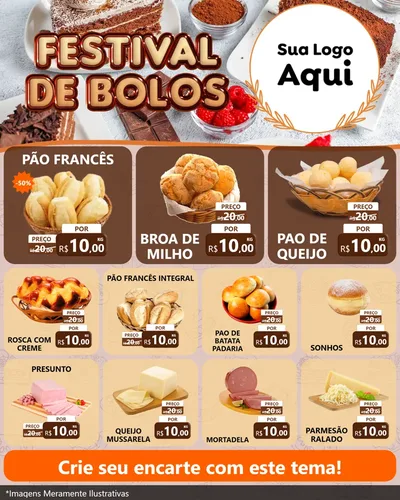Modelo de Rede Social para Feed Instagram com o tema Festival de Bolos para Padaria