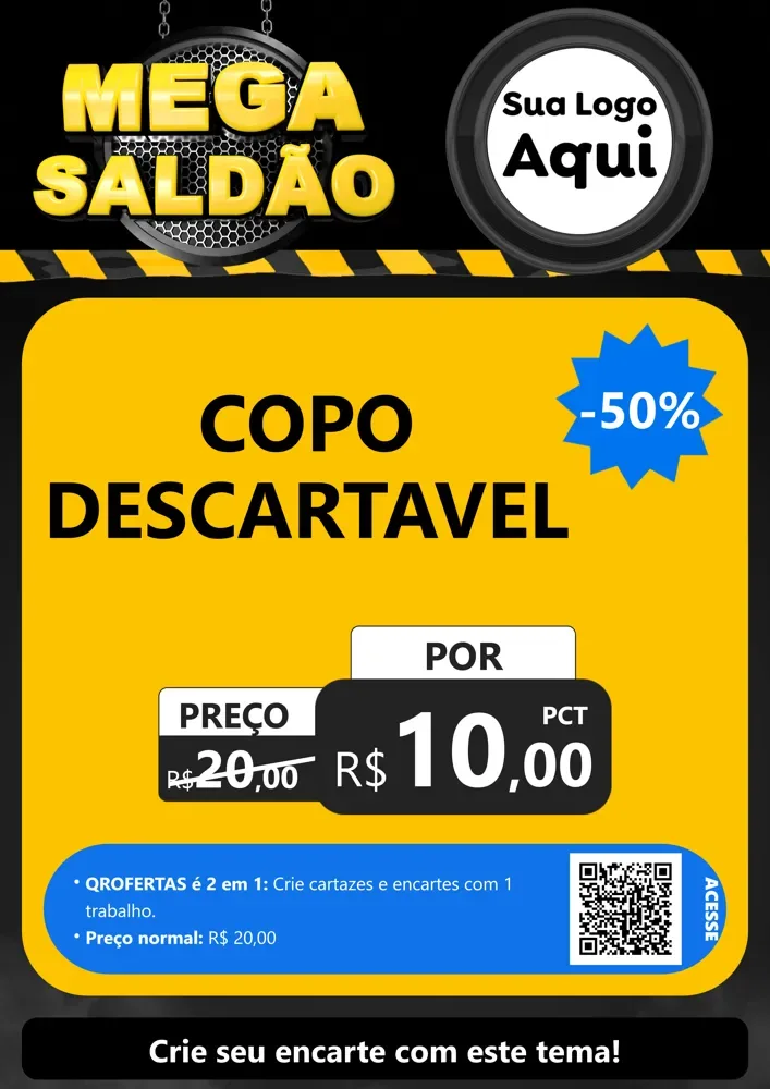 Modelo de Cartaz para Cartaz A4 Vertical com o tema Mega Saldão para Embalagens