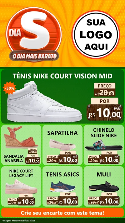 Modelo de Rede Social para Stories com o tema Dia S - O Dia Mais Barato para Calçados