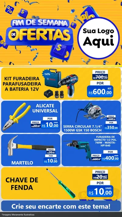 Modelo de TV para TV Vertical com o tema Fim de Semana de Ofertas para Maquinas e Ferramentas