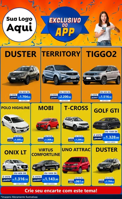 Modelo de Encarte para Encarte Grande com o tema Exclusivo do Aplicativo para Concessionaria de Carros