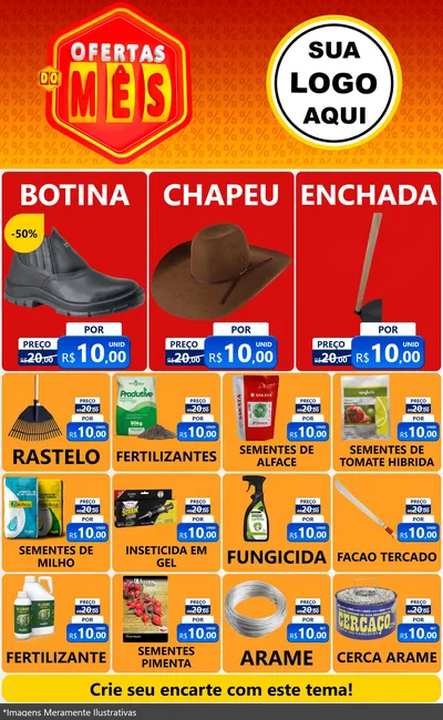 Modelo de Encarte para Encarte Grande com o tema Ofertas do Mês para Agropecuária