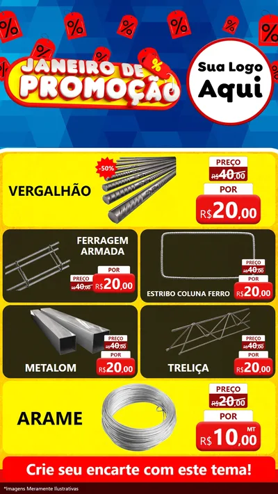 Modelo de TV para TV Vertical com o tema Janeiro de Promoção para Ferragens