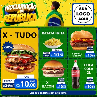 Modelo de Rede Social para Feed Facebook com o tema Proclamação da República para Hamburgueria