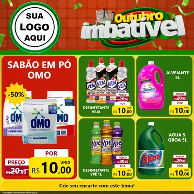 Modelo de Rede Social para Feed Facebook com o tema Outubro Imbatível para Produtos de Limpeza