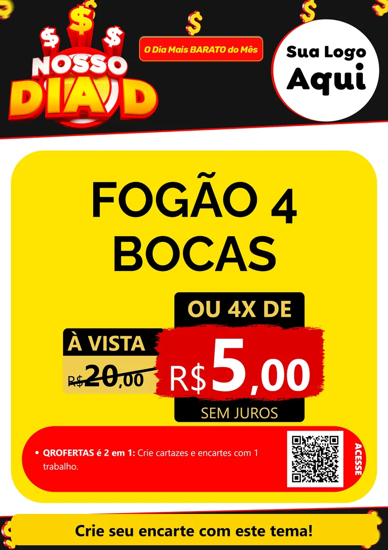 Modelo de Cartaz para Cartaz A4 Vertical com o tema Nosso Dia D para Móveis e Eletro