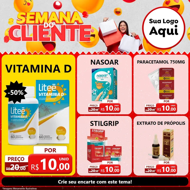 Modelo de Rede Social para Feed Facebook com o tema Semana do Cliente para Farmácia
