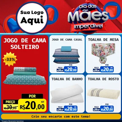 Modelo de Rede Social para Feed Facebook com o tema Dia Das Mães Imperdível para Cama, Mesa e Banho
