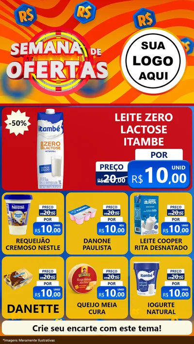 Modelo de Rede Social para Stories com o tema Semana de Ofertas para Frios e Laticínios