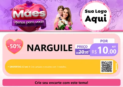 Modelo de Cartaz para Cartaz A4 Horizontal com o tema Dia das Mães Ofertas para Você! para Tabacaria