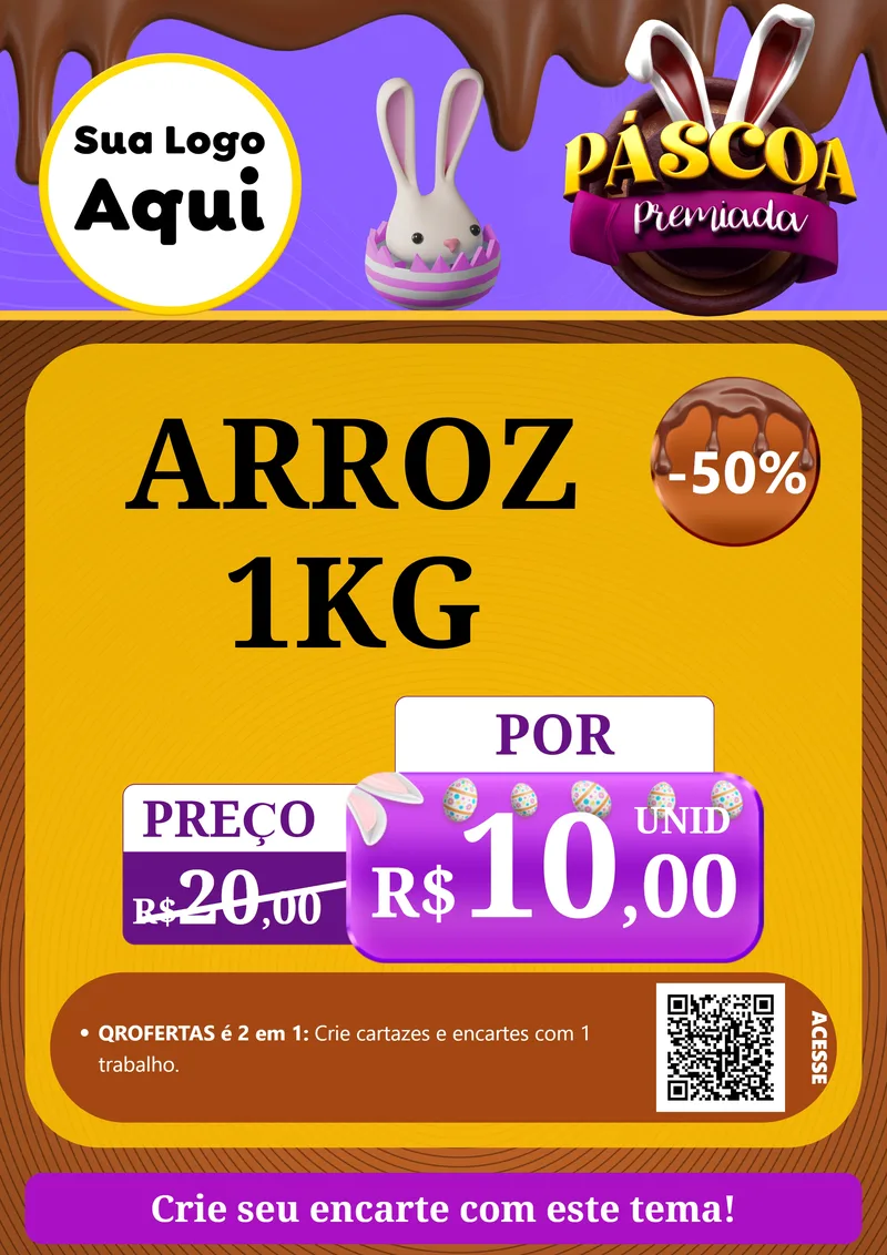 Modelo de Cartaz para Cartaz A4 Vertical com o tema Páscoa Premiada para Supermercado