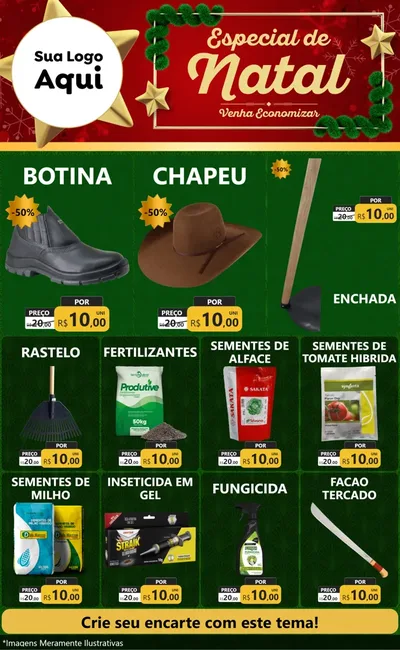 Modelo de Encarte para Encarte Grande com o tema Especial de Natal para Agropecuária