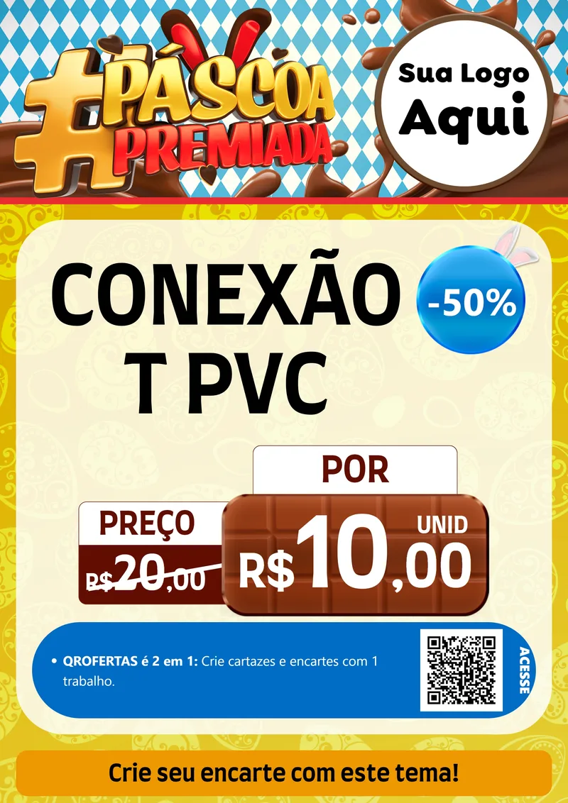 Modelo de Cartaz para Cartaz A4 Vertical com o tema Páscoa Premiada para Tubos e conexões