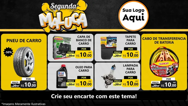 Modelo de TV para TV Horizontal com o tema Segunda Maluca para Auto peças