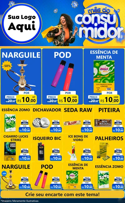 Modelo de Encarte para Encarte Grande com o tema Mês do Consumidor para Tabacaria