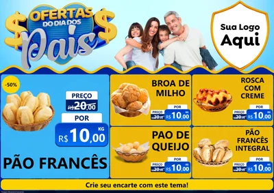 Modelo de Encarte para Encarte A4 Horizontal com o tema Ofertas do Dia dos Pais para Padaria