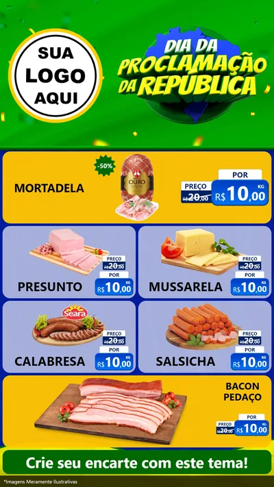 Modelo de TV para TV Vertical com o tema Dia Da Proclamação Da República para Frios e Laticínios