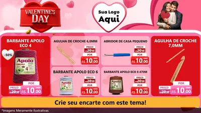 Modelo de TV para TV Horizontal com o tema Valentine's Day para Armarinho e Aviamentos