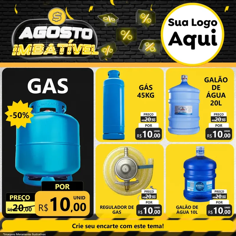 Modelo de Rede Social para Feed Facebook com o tema Agosto Imbatível para Água e gás