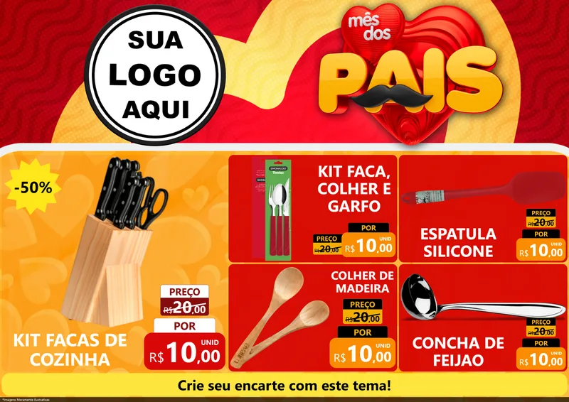 Modelo de Encarte para Encarte A4 Horizontal com o tema Mês Dos Pais para Utilidades Domésticas