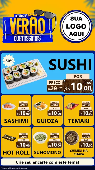 Modelo de Rede Social para Stories com o tema Ofertas de Verão Quentíssimas para Comida japonesa