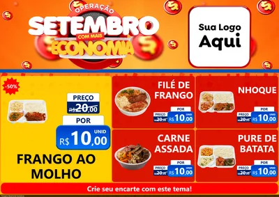Modelo de Encarte para Encarte A4 Horizontal com o tema Operação Setembro Com Muita Economia para Restaurante