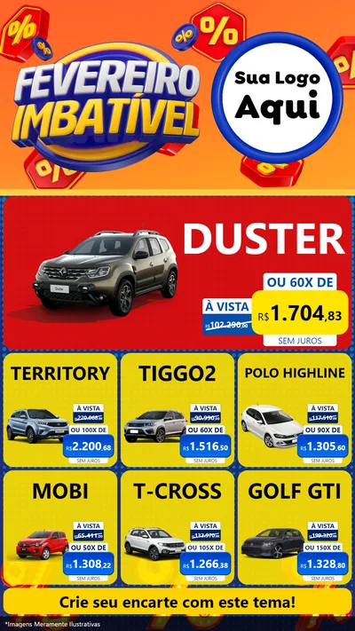 Modelo de Rede Social para Stories com o tema Fevereiro Imbatível para Concessionaria de Carros