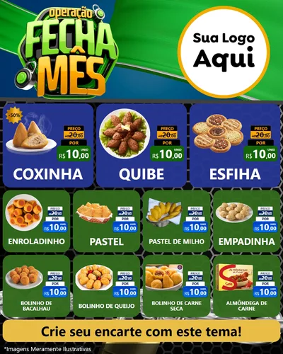 Modelo de Rede Social para Feed Instagram com o tema Operação Fecha Mês para Salgadaria
