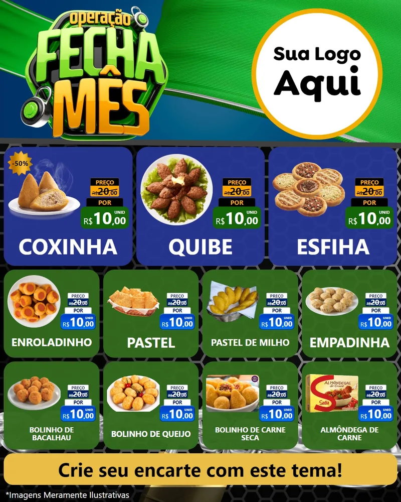 Modelo de Rede Social para Feed Instagram com o tema Operação Fecha Mês para Salgadaria