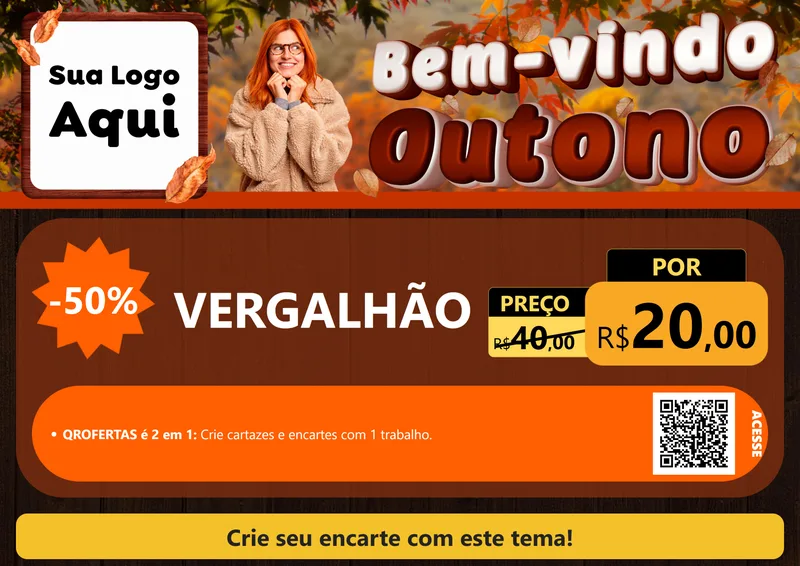 Modelo de Cartaz para Cartaz A4 Horizontal com o tema Bem-vindo Outono para Ferragens