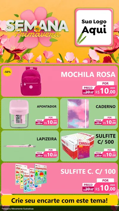 Modelo de TV para TV Vertical com o tema Semana da Primavera para Papelaria