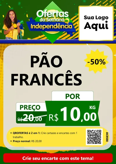 Modelo de Cartaz para Cartaz A4 Vertical com o tema Ofertas da Semana da Independência para Padaria