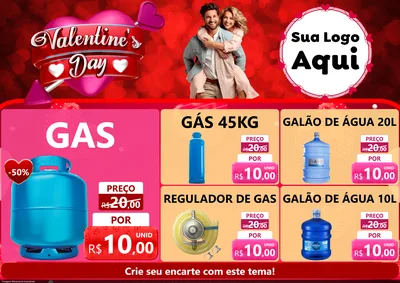 Modelo de Encarte para Encarte A4 Horizontal com o tema Valentine's Day para Água e gás