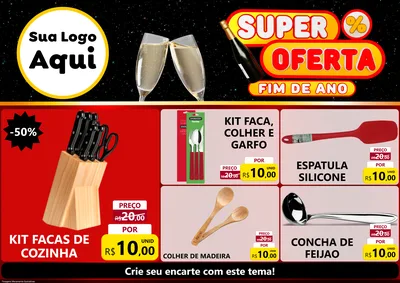 Modelo de Encarte para Encarte A4 Horizontal com o tema Super Oferta Fim de Ano para Utilidades Domésticas