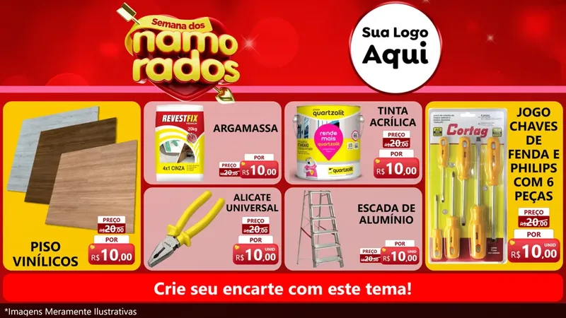 Modelo de TV para TV Horizontal com o tema Semana dos namorados para Material para Construção