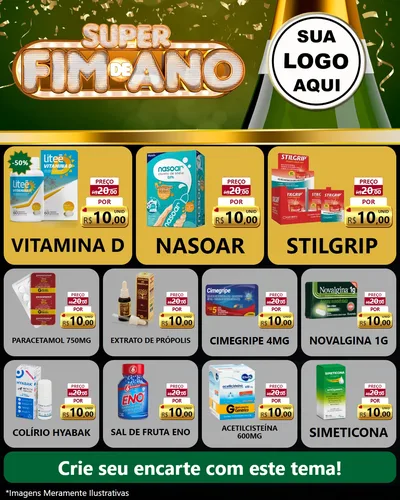 Modelo de Rede Social para Feed Instagram com o tema Super Fim de Ano para Farmácia