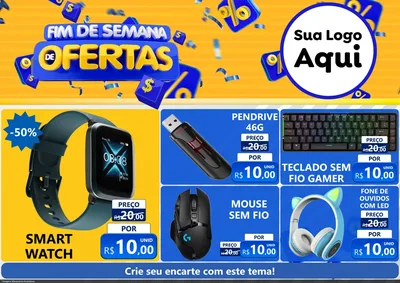 Modelo de Encarte para Encarte A4 Horizontal com o tema Fim de Semana de Ofertas para Informática