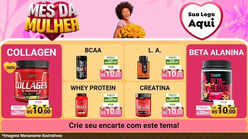 Modelo de TV para TV Horizontal com o tema Mês da Mulher para Suplementos alimentares