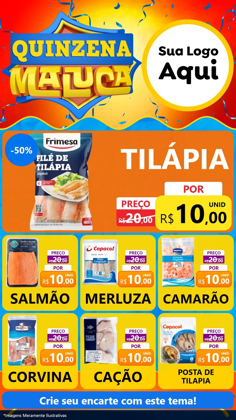 Modelo de Rede Social para Stories com o tema Quinzena Maluca para Peixaria