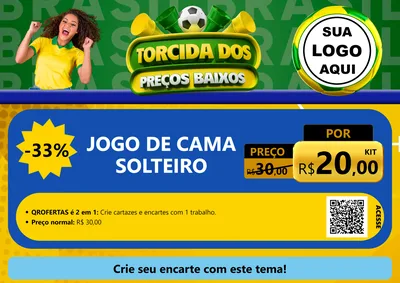 Modelo de Cartaz para Cartaz A4 Horizontal com o tema Torcida dos Preços Baixos para Cama, Mesa e Banho