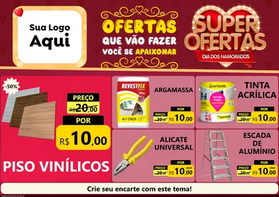 Modelo de Encarte para Encarte A4 Horizontal com o tema Dia dos Namorados para Material para Construção