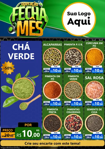 Modelo de Encarte para Encarte A4 Vertical com o tema Operação Fecha Mês para Produtos Naturais