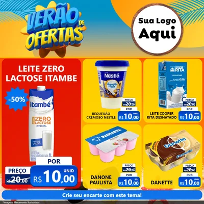 Modelo de Rede Social para Feed Facebook com o tema Verão de Ofertas para Frios e Laticínios