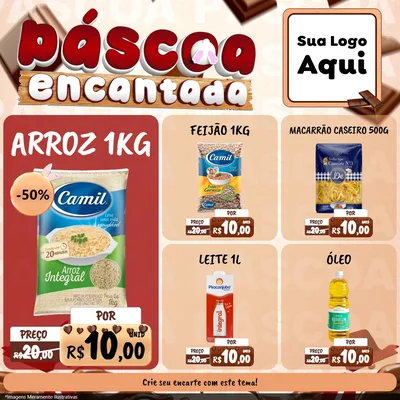 Modelo de Rede Social para Feed Facebook com o tema Páscoa Encantada para Supermercado
