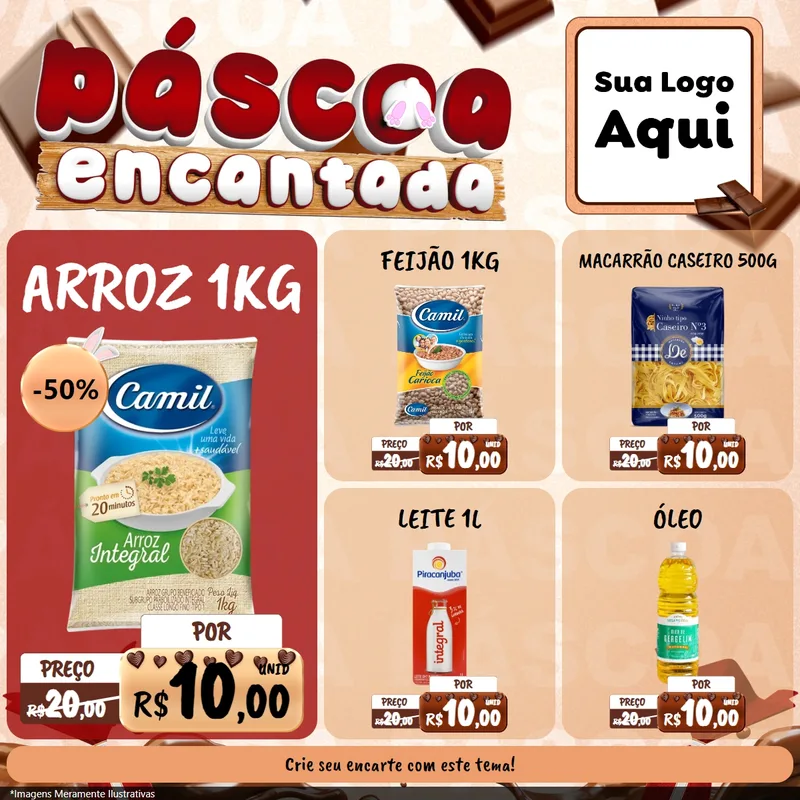 Modelo de Rede Social para Feed Facebook com o tema Páscoa Encantada para Supermercado