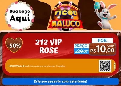 Modelo de Cartaz para Cartaz A4 Horizontal com o tema O Coelho Ficou Maluco - Páscoa para Perfumes