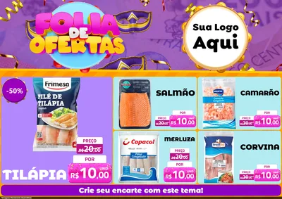 Modelo de Encarte para Encarte A4 Horizontal com o tema Folia de Ofertas para Peixaria