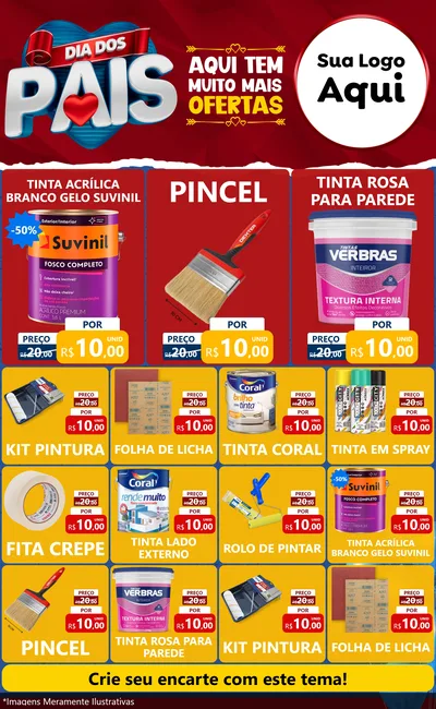 Modelo de Encarte para Encarte Grande com o tema Dia dos Pais para Tintas e Ferramentas