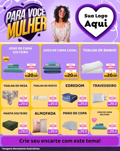 Modelo de Rede Social para Feed Instagram com o tema Para Você, Mulher para Cama, Mesa e Banho